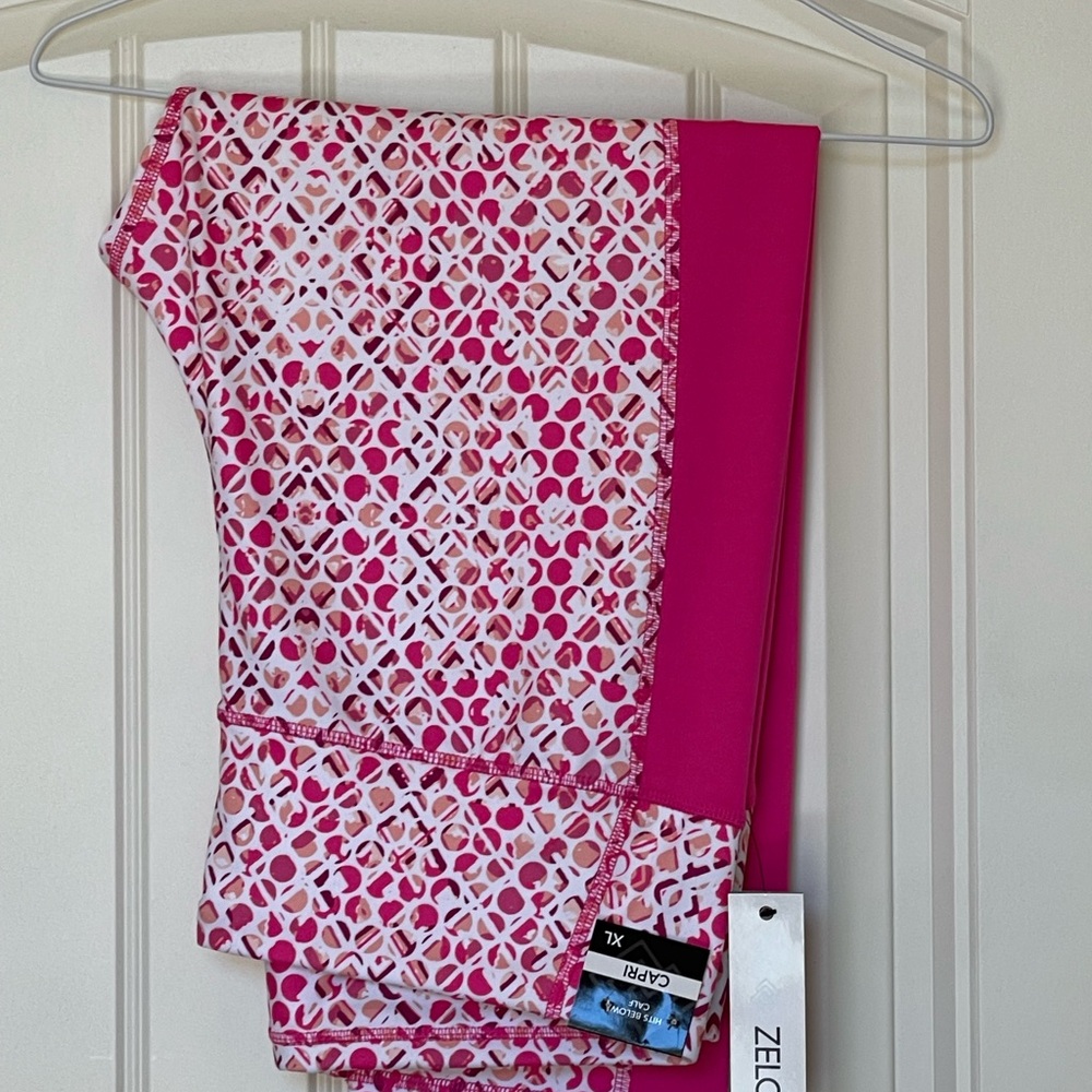ZELOS Vibrant Pink and White Leggings